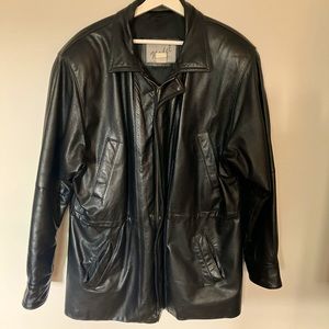 Black Nadel Furs Inc Long leather jacket size 38
